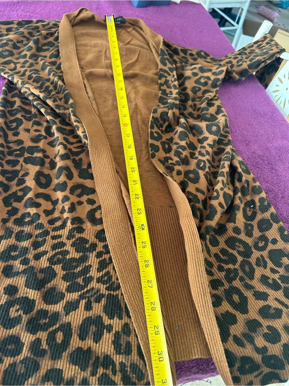 Sanctuary Leopard Open-Front Cardigan - Brown & Black small - Picture 4 of 5